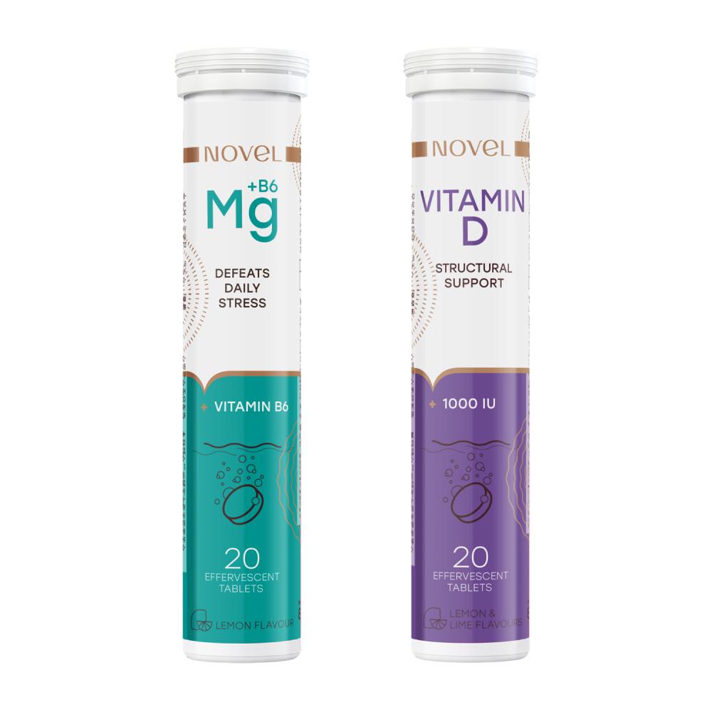 Витамины шипучие NOVEL Magnesium + B6 №20 + Vitamin D 1000 MO №20 (CO003910)