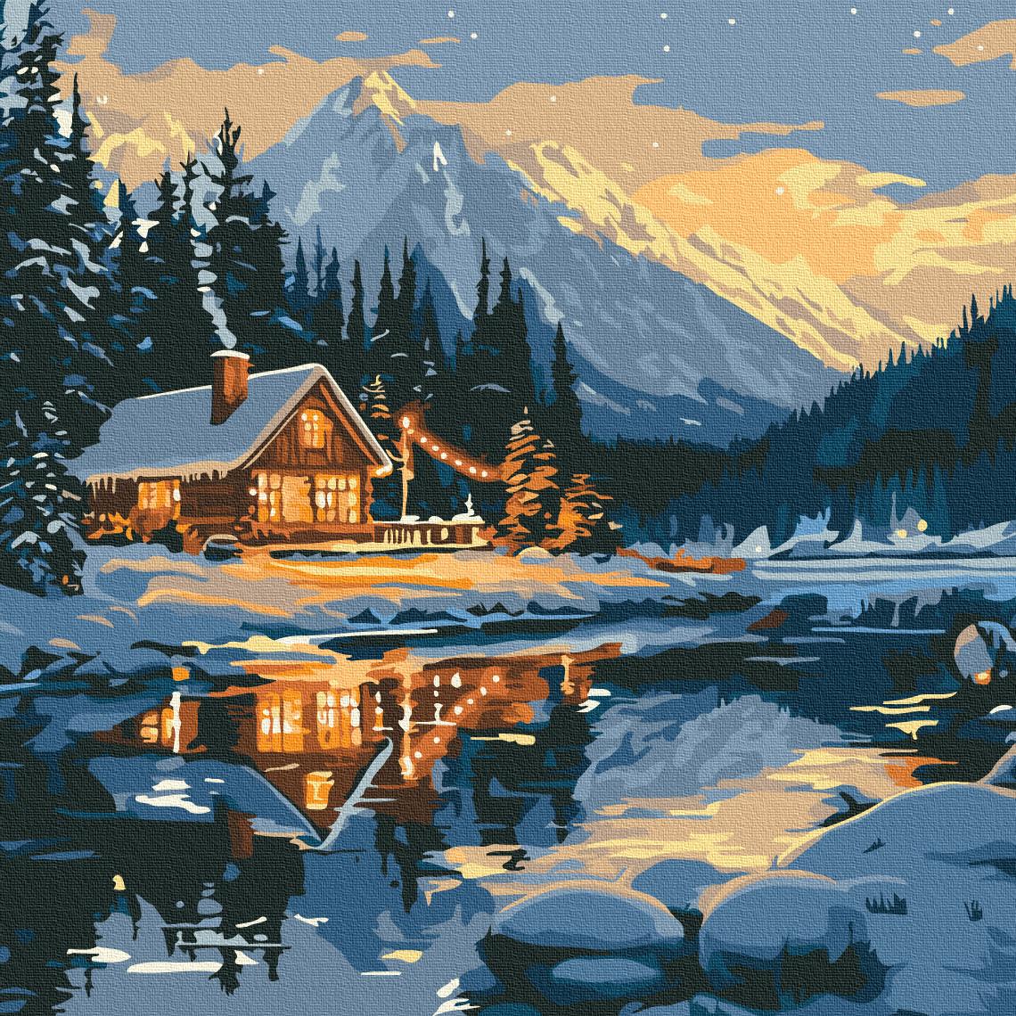 Картина по номерам Brushme Уют заснеженного дома 40x40 см (SBS026)