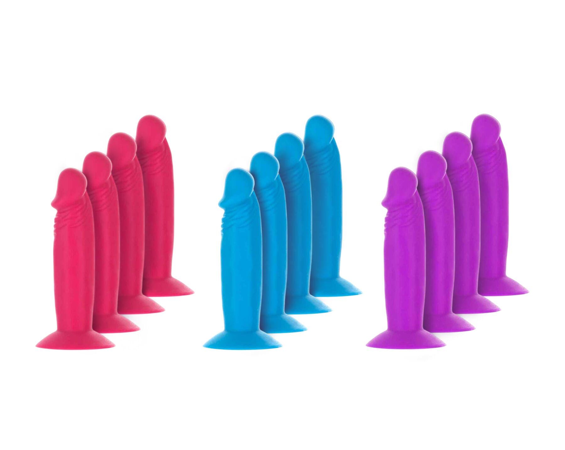 Набір фалоімітаторів ADDICTION Silly Willy 3.3" Silicone 3 кольори 12 шт. (SX3154)