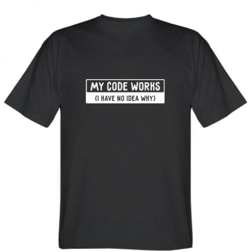 Футболка чоловіча My code works I have no idea why L Чорний (512182-2-48540-L)