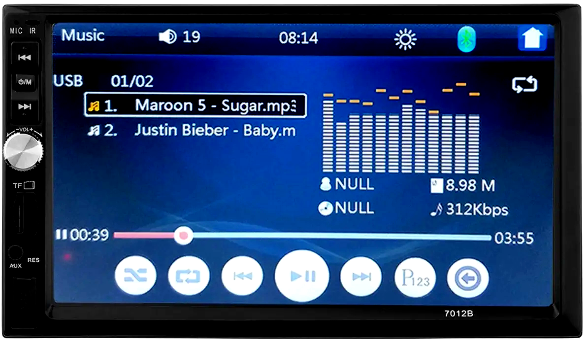 Автомагнитола 1din 7" USB SD Bluetooth 7012В - фото 6 Автомагнитола 1din 7" USB SD Bluetooth 7012В - фото 6