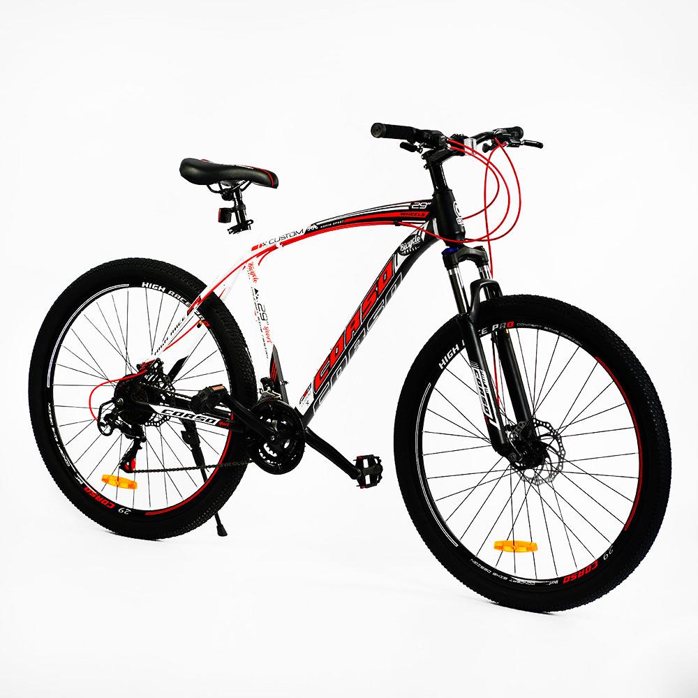Велосипед спортивный Corso High Race Pro 29" скорость 21 стальная рама White/Red (115659)