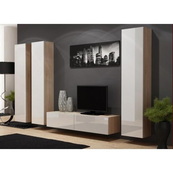 Стенка в гостиную комплект Сama Vigo 14 из ламинированной ДСП Дуб сонома/Белый глянец (21596) - фото 1 Стенка в гостиную комплект Сama Vigo 14 из ламинированной ДСП Дуб сонома/Белый глянец (21596) - фото 1