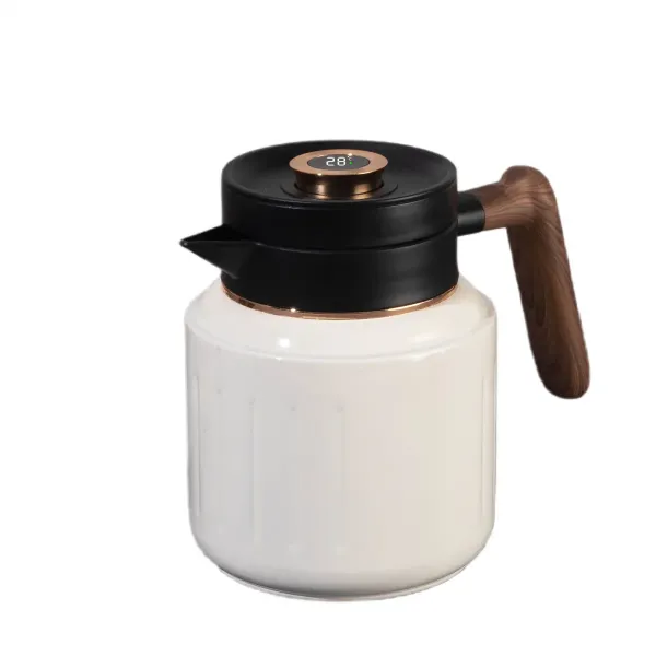 Чайник термос для напоїв YIWU із заварником та датчиком температури 1 л Білий (147-107-HP-14-51W)