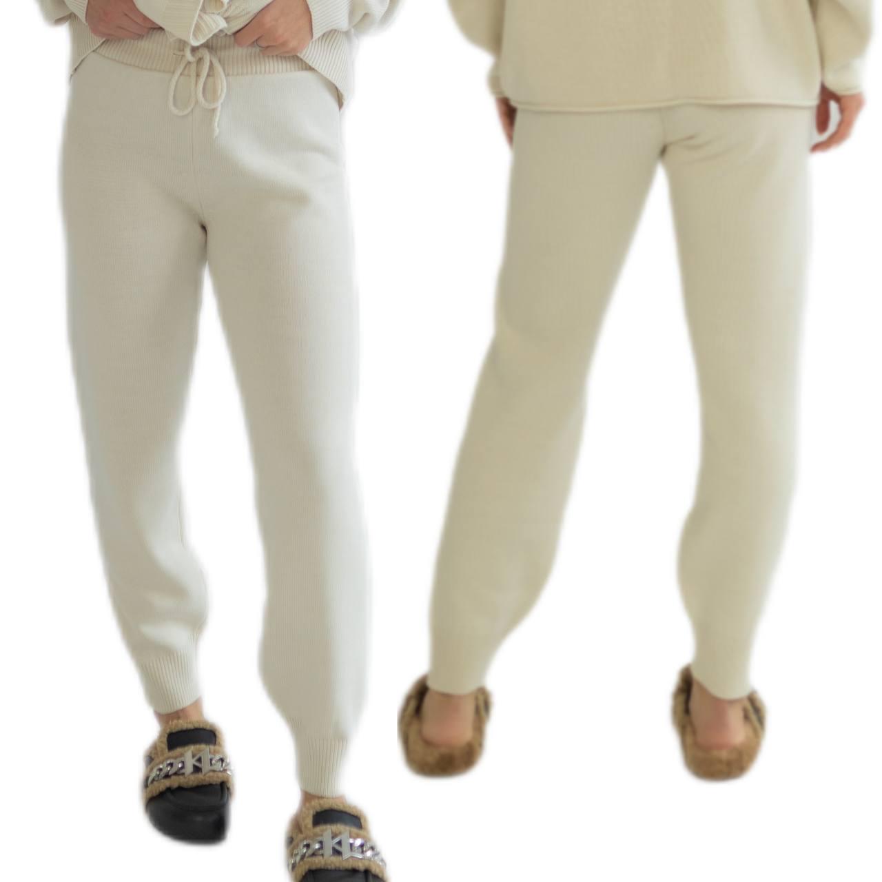 Брюки вязаные женские на зиму-весну WALERI one size Молочный - фото 2 Брюки вязаные женские на зиму-весну WALERI one size Молочный - фото 2