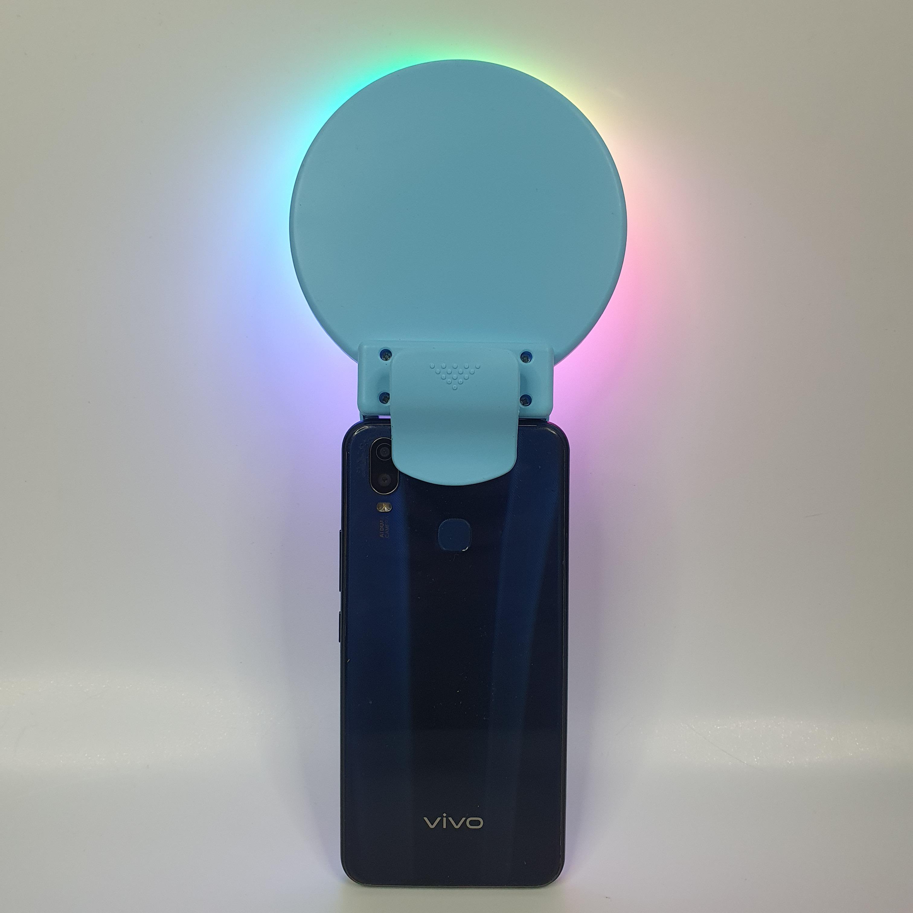 Лампа селфи кольцевая прищепка LED с зеркалом для телефона и планшета RPG 11 см (Selfie Ring Light-A4S-Blue) - фото 6