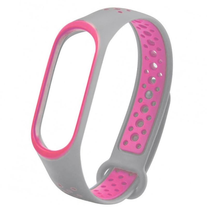 Ремешок для фитнеса браслета Mi Band 5/6 Sport Band Nike Gray/Pink (29caa1-3076)