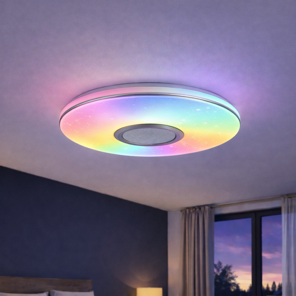Светодиодный светильник Valeso 53W с колонкой и акриловым плафоном 3000-6500K и RGB с пультом Белый (LY365-400 WH) Светодиодный светильник Valeso 53W с колонкой и акриловым плафоном 3000-6500K и RGB с пультом Белый (LY365-400 WH)