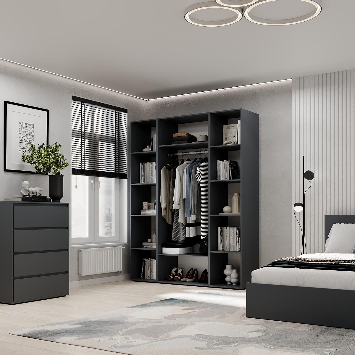 Шкаф распашной комбинированный ART IN HEAD №15 Light 1600x500x2200 мм Графит серый (GALTK0157000000) - фото 4 Шкаф распашной комбинированный ART IN HEAD №15 Light 1600x500x2200 мм Графит серый (GALTK0157000000) - фото 4