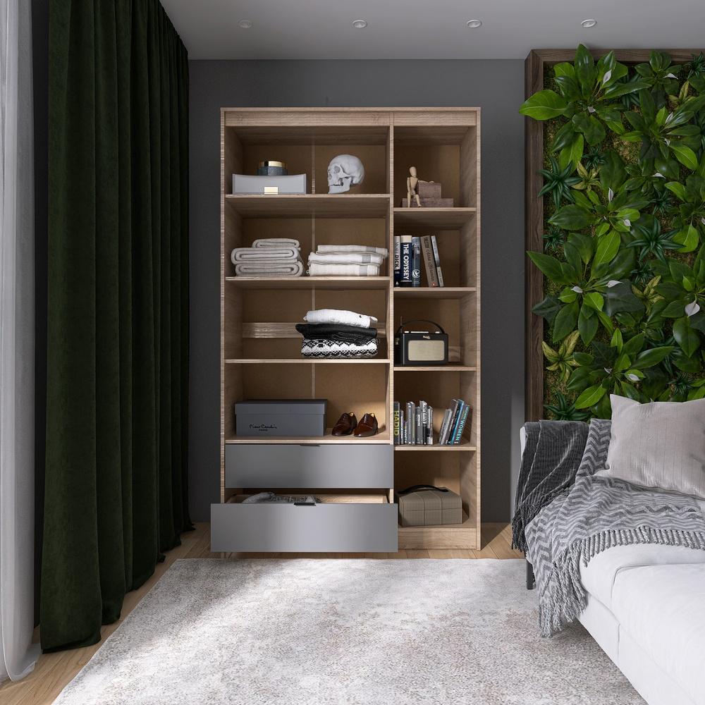 Шкаф распашной для одежды с выдвижными ящиками Эверест Сити-1200 120,2x50x204,6 см Дуб сонома/Графит (EVR-071129) - фото 3 Шкаф распашной для одежды с выдвижными ящиками Эверест Сити-1200 120,2x50x204,6 см Дуб сонома/Графит (EVR-071129) - фото 3