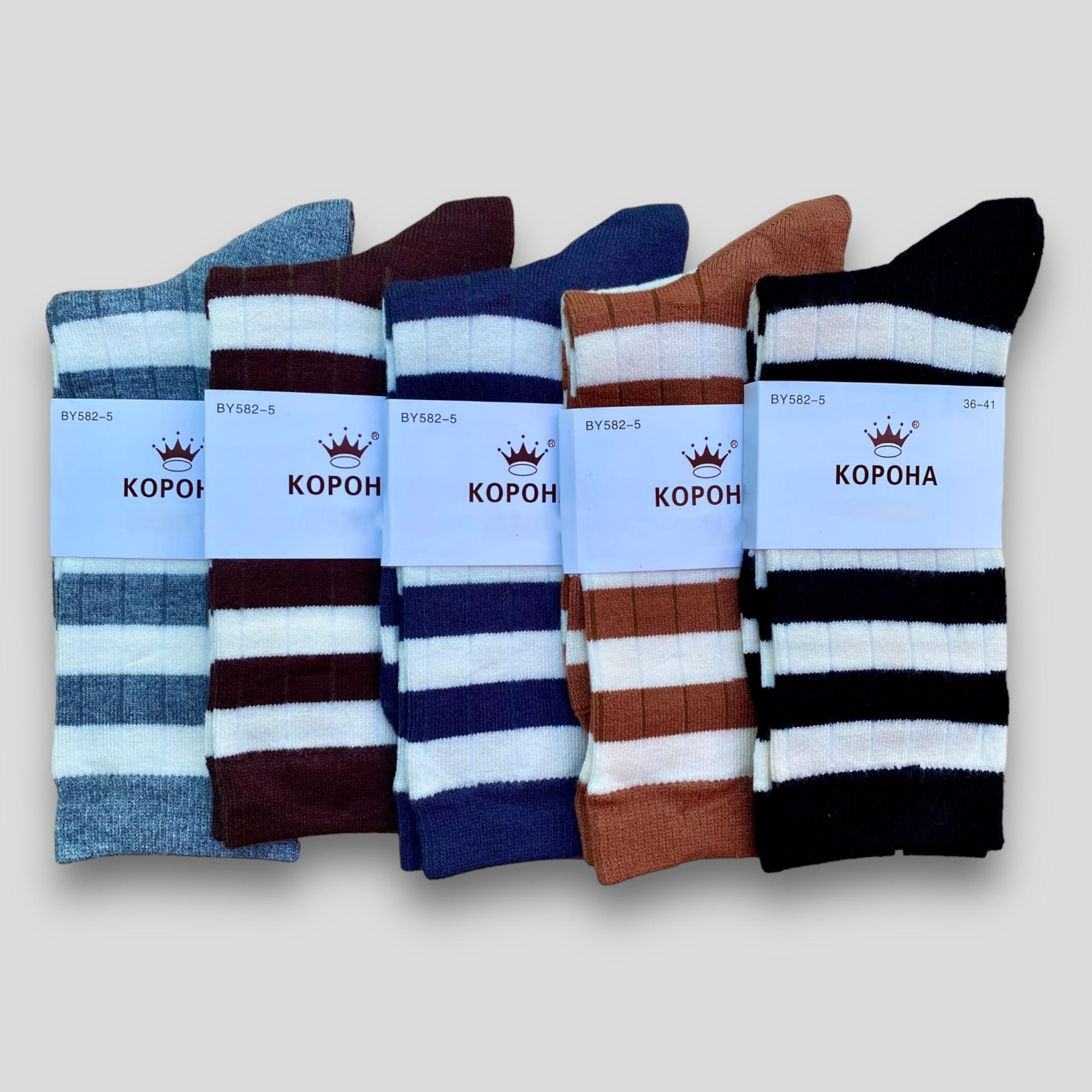 Носки женские Корона теплые кашемировые в полоску р. 36-41 5 пар (BY582-5) Носки женские Корона теплые кашемировые в полоску р. 36-41 5 пар (BY582-5)