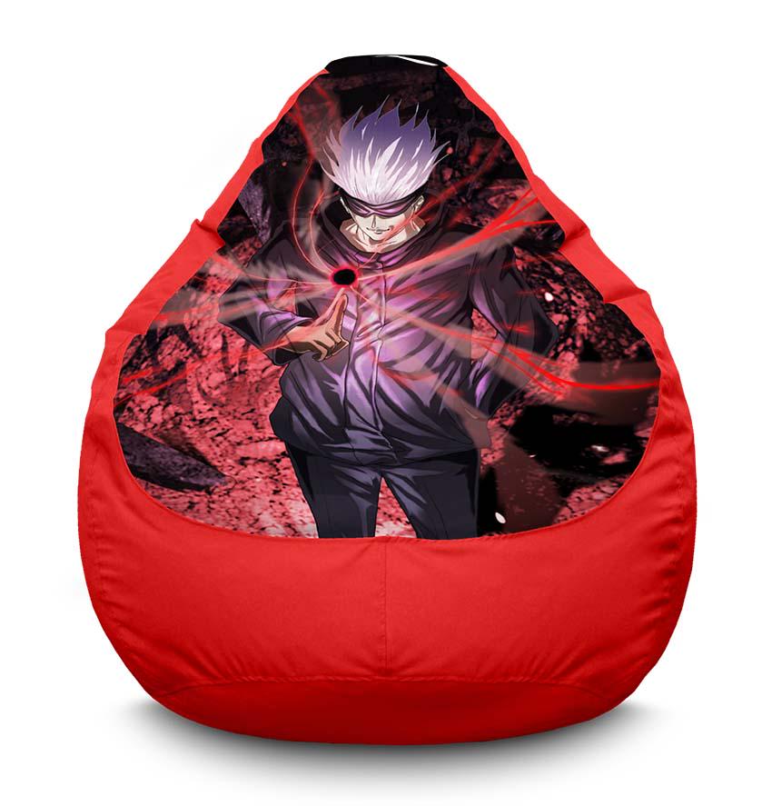 Кресло-мешок iPuff Gojo with magic Jujutsu Kaisen оксфорд XXXL 100х135 см Красный (116981-2)