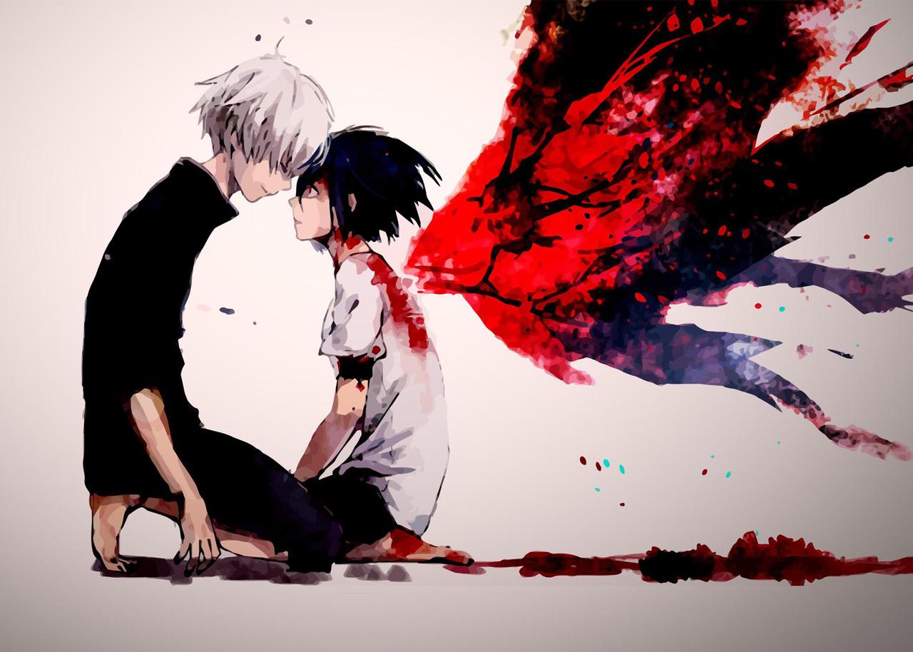 Картина постер Gee! Tokyo Ghoul Токійський гуль хлопчик і дівчинка 60x40 см TG 09.042