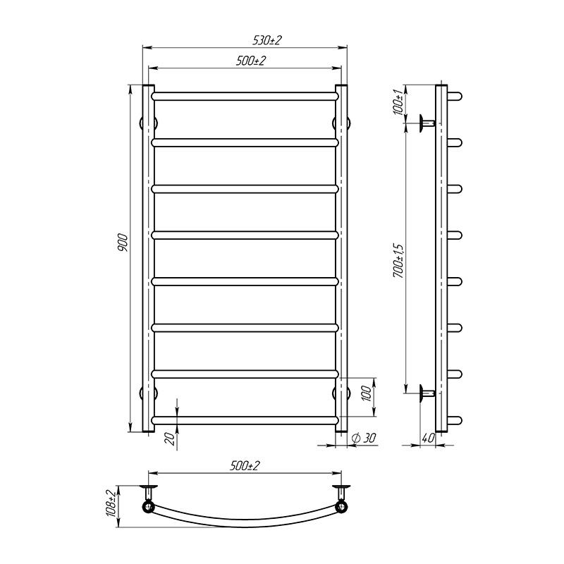 Рушникосушка Onlyheat Oria 500/900/8 - фото 3 Рушникосушка Onlyheat Oria 500/900/8 - фото 3