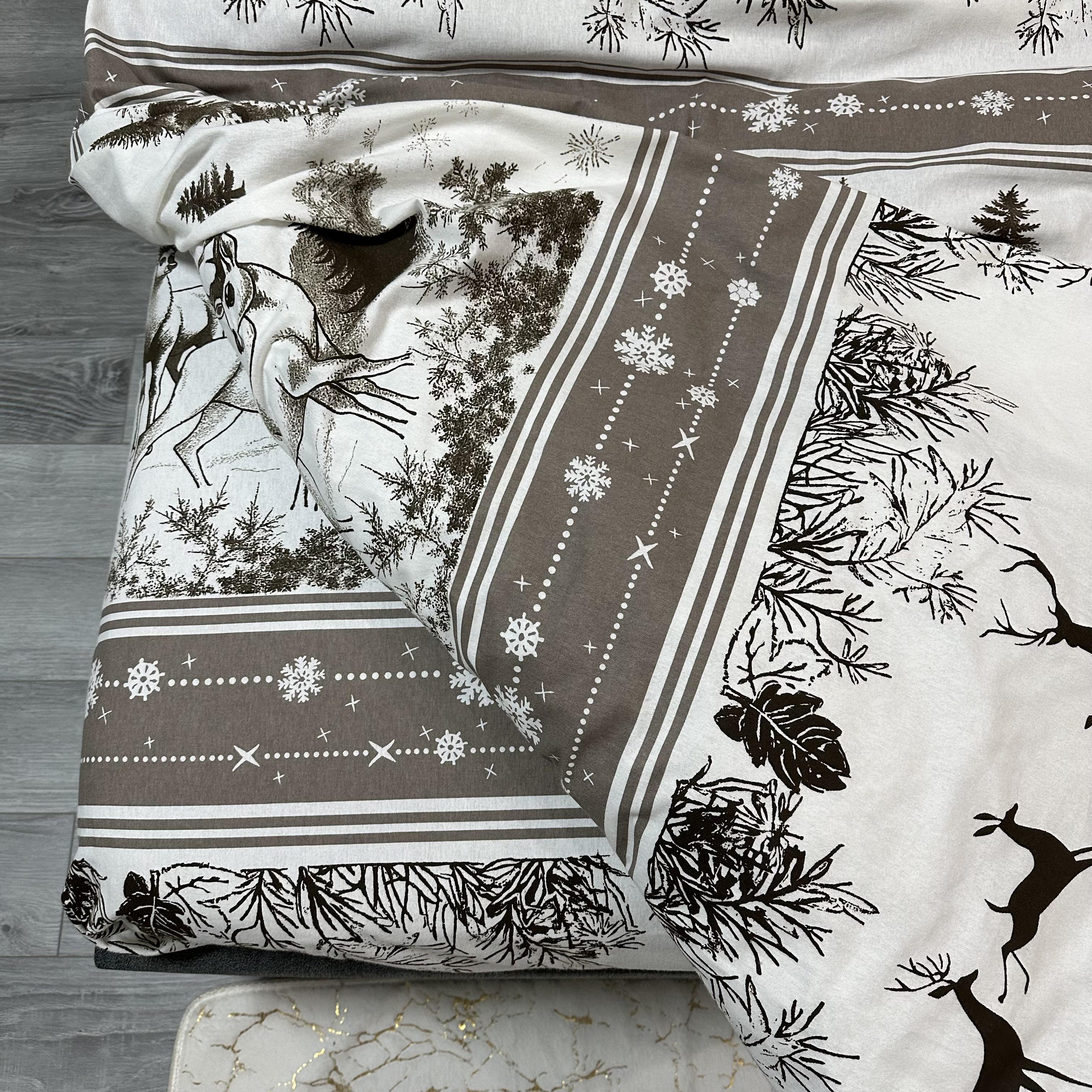 Комплект постільної білизни байкова Зимовий півтораспальний Сірий (байка 1-1) - фото 5 Комплект постільної білизни байкова Зимовий півтораспальний Сірий (байка 1-1) - фото 5