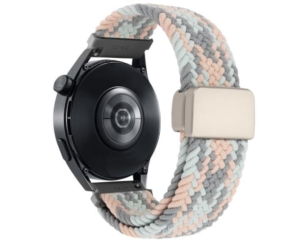 Ремешок Textile Elastic для смарт-часов Haylou Solar Ultra/RS5/Iron N1/Solar 5/Solar Neo 22 мм Серый с розовым