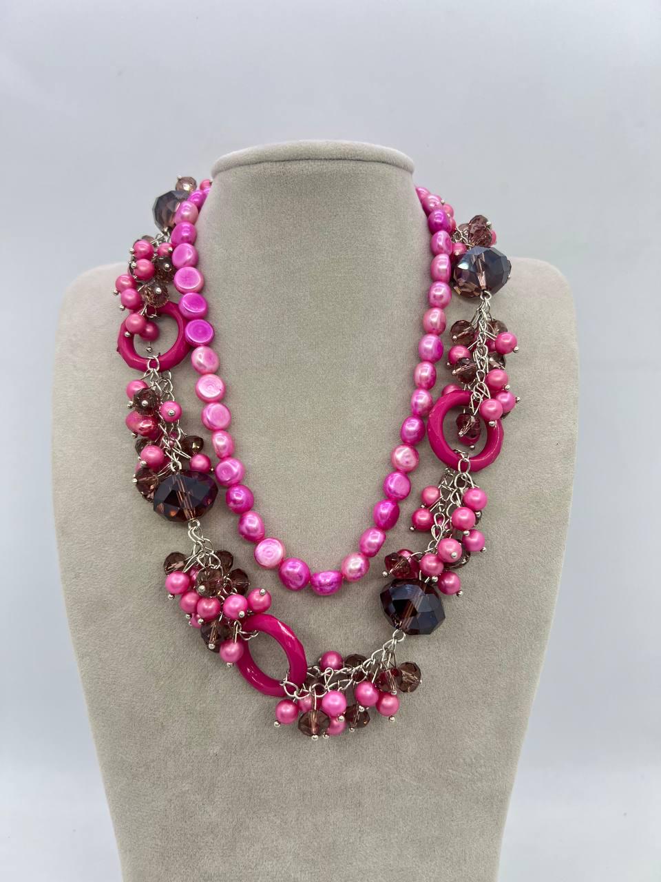 Бусы жемчуга 78 см Розовый (11992)