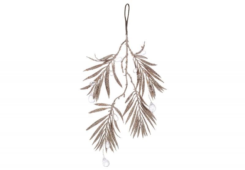 Веточка новогодняя 703188 с акриловыми каплями 40 см Шампань