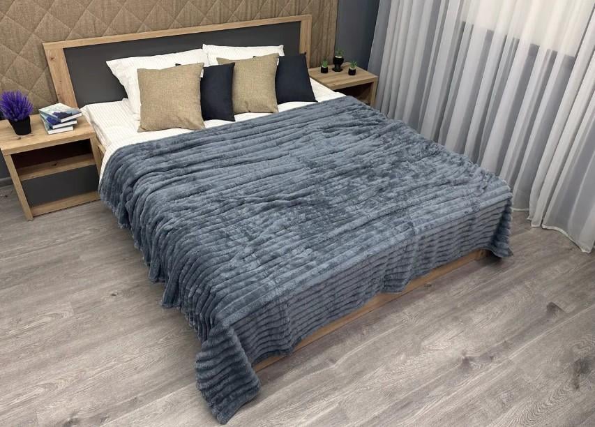 Покривало на ліжко/диван Шарпей в смужку 200х230 см Сірий (87-104)