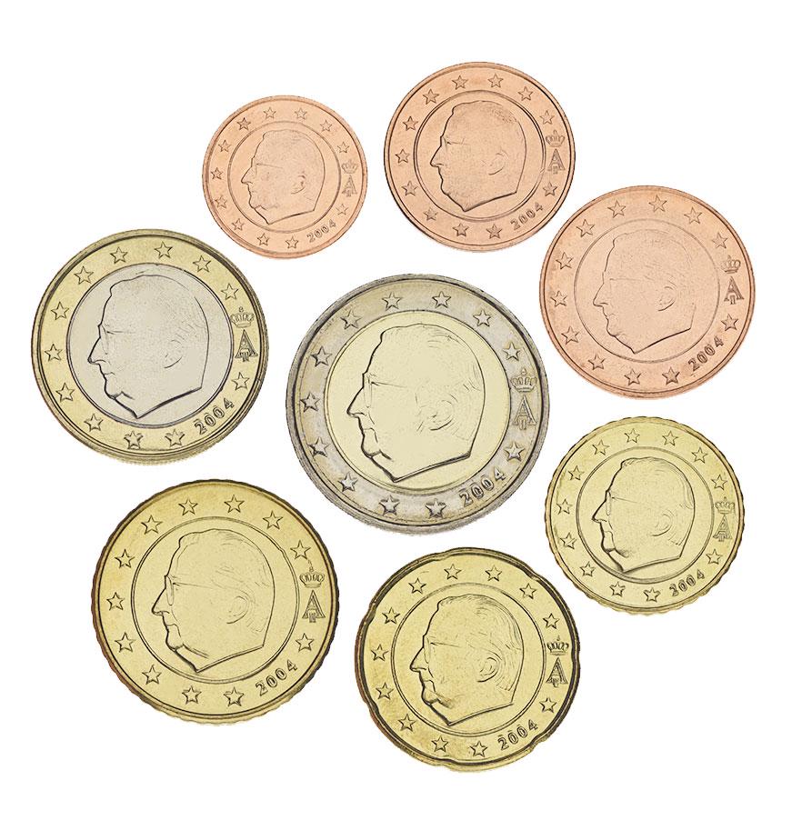 Коллекционные монеты Бельгия монет ЕВРО 2004 UNC 8 шт. (М06349)