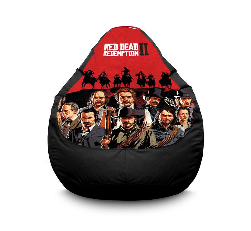 Кресло мешок iPuff RDR 2 Van der Linde gang and horses Оксфорд XXL 90х125 см Черный