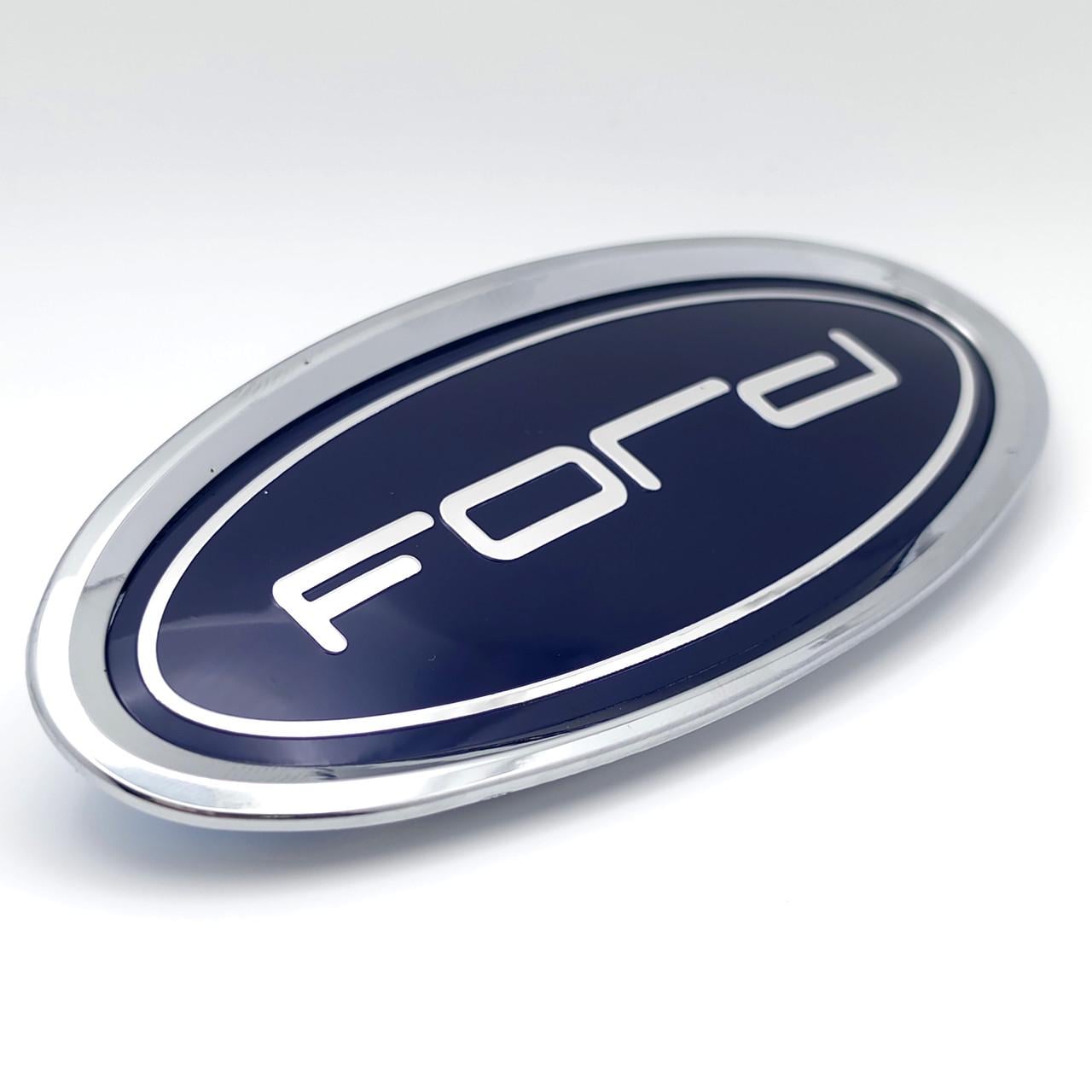 Эмблема логотип Ford 130х56 мм новый стиль Хром/Синий (3104741198)