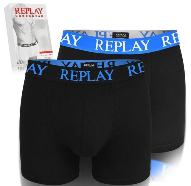 Труси-боксери чоловічі анатомічні Replay 2 шт. S Чорний/Синій (5667868) - фото 1 Труси-боксери чоловічі анатомічні Replay 2 шт. S Чорний/Синій (5667868) - фото 1