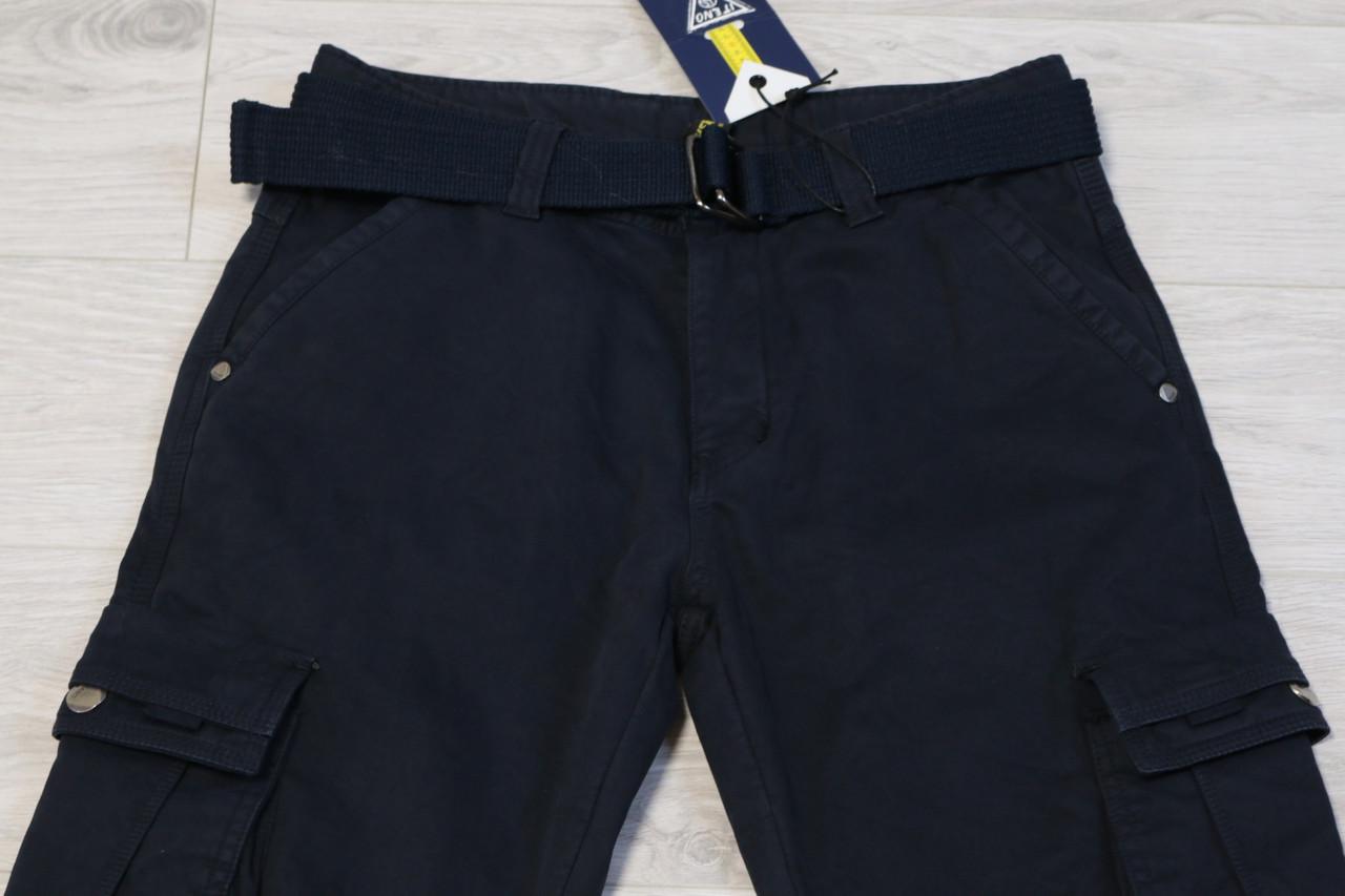 Джинсы мужские карго Iteno с накладными карманами на флисе р. 32 Синий (9072) - фото 8