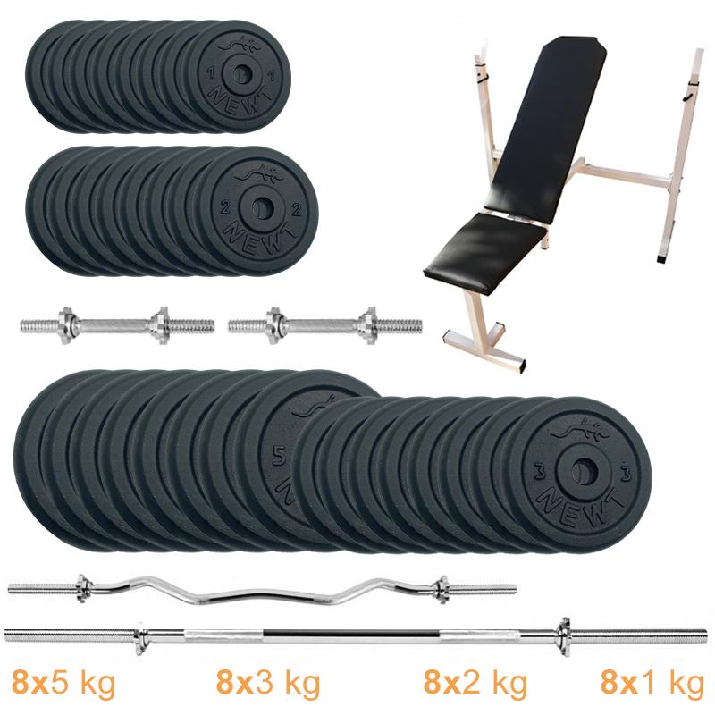 Лава для жиму Newt Gym Set-SKHW Home з набором штанг + гантелі 99 кг (8105386) - фото 7