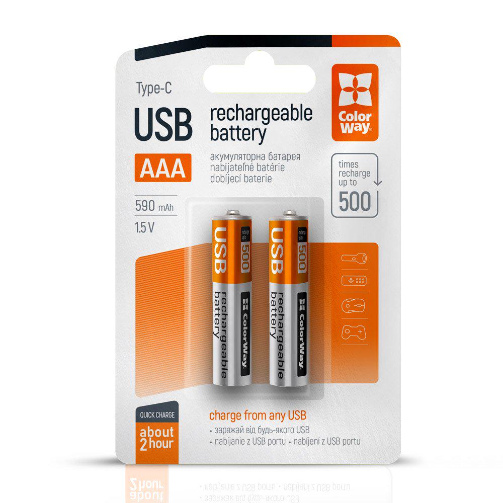 Батарея акумуляторна ColorWay AAA USB-С Li-Polymer 2pc 1,5 В 590 мАг (CW-UBAAA-09) - фото 14