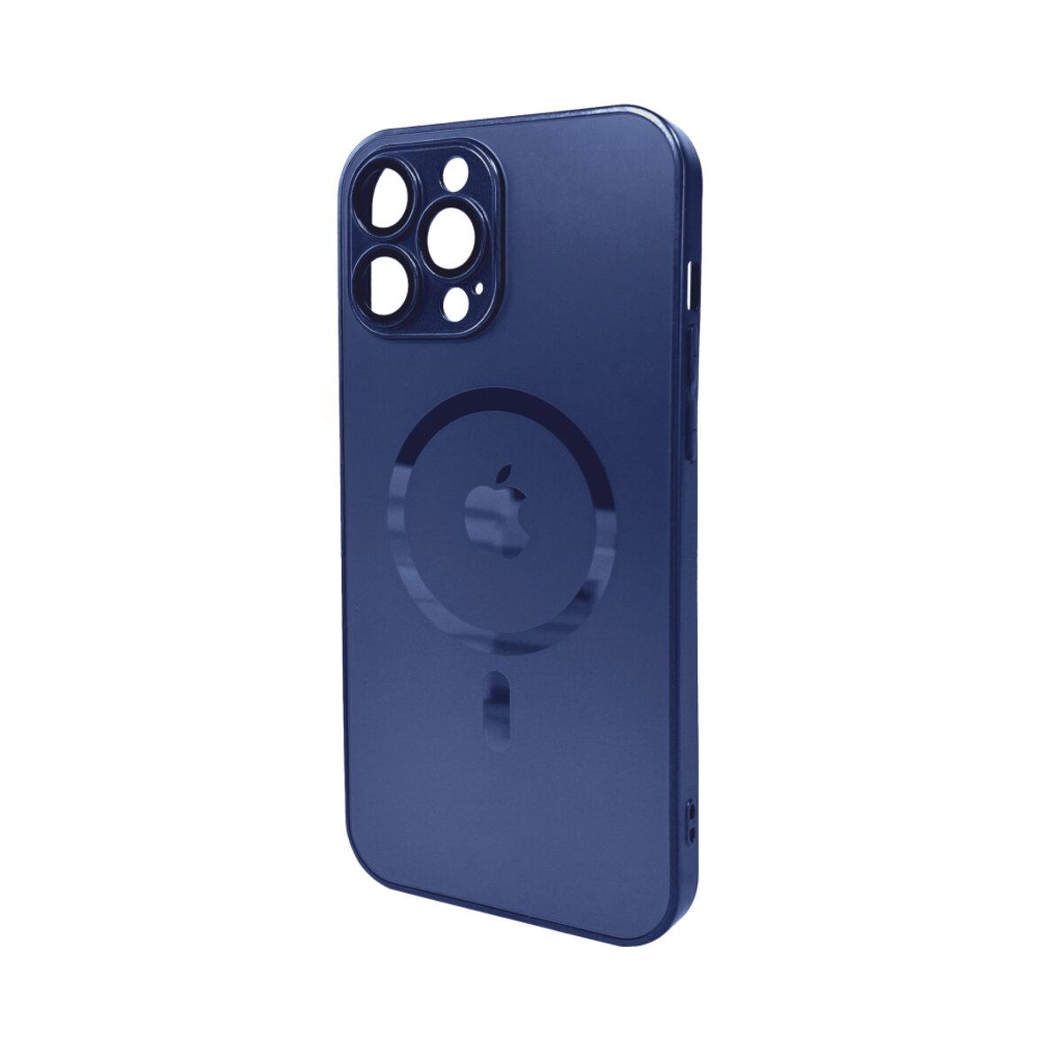 Противоударный чехол для Apple iPhone 13 Pro Max AG Glass Matt Frame Color MagSafe / Navy Blue