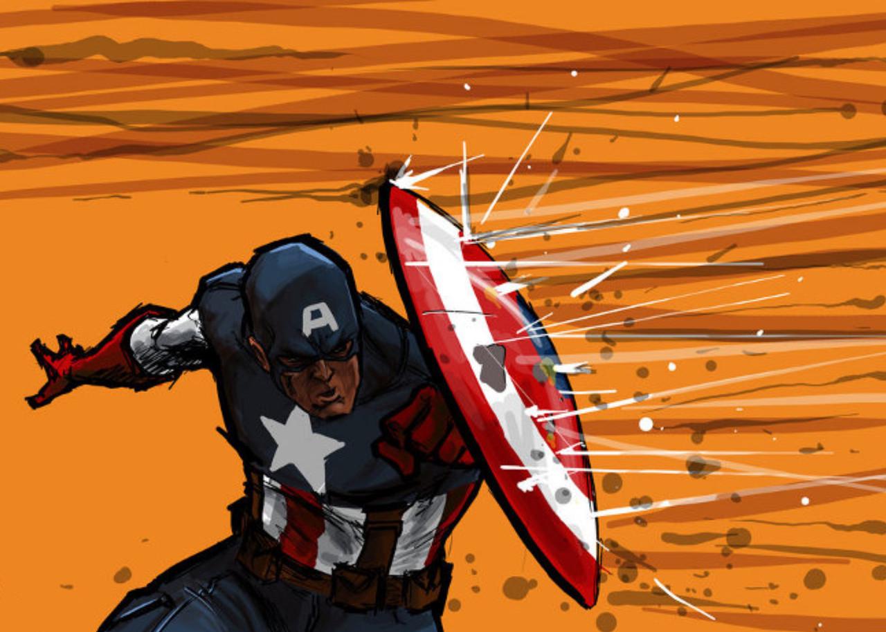 Картина постер Gee! Captain America Капитан Америка бой щит 60х40 см CA.09.040