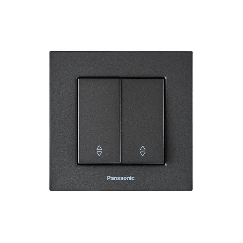 Вимикач прохідний двоклавішний Panasonic Karre Plus 55 з рамкою ABS Димчастий (WDTC90112DG-UA1)
