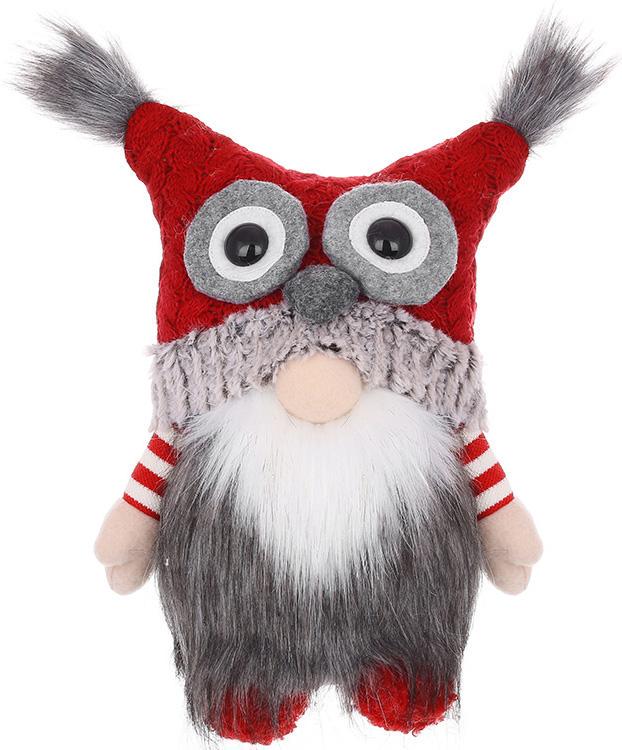 Іграшка м'яка Гном у шапці Сови 31 см Червоний з сірим