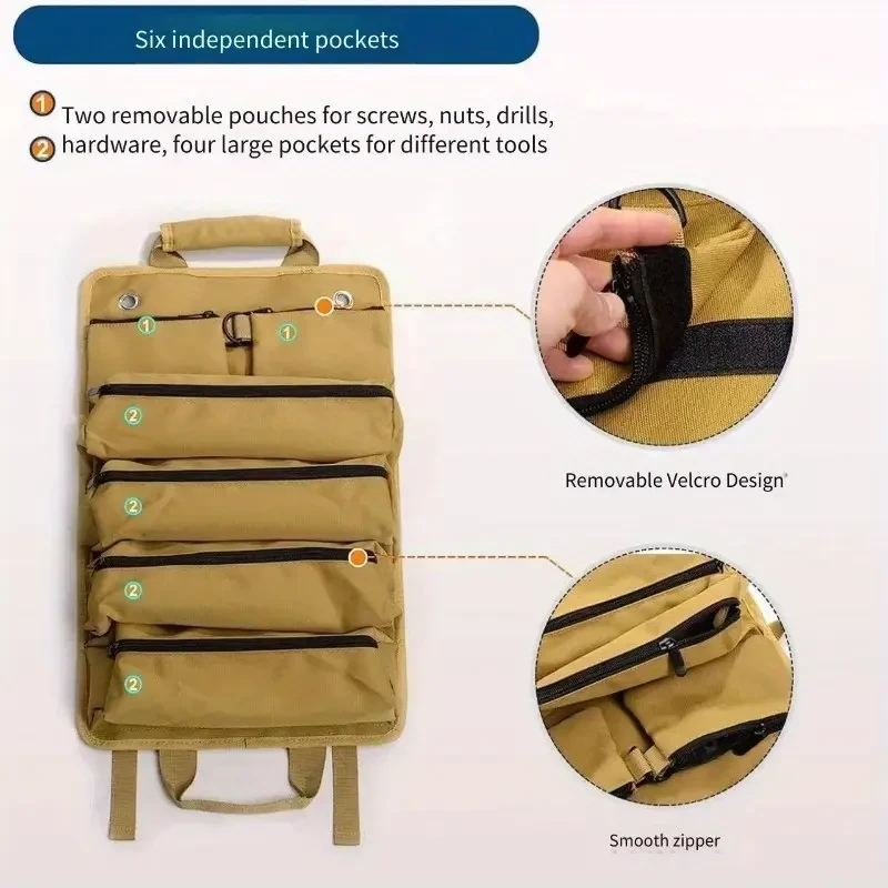 Сумка для інструментів складана 7 секцій Бежевий (2612892131) - фото 2 Сумка для інструментів складана 7 секцій Бежевий (2612892131) - фото 2