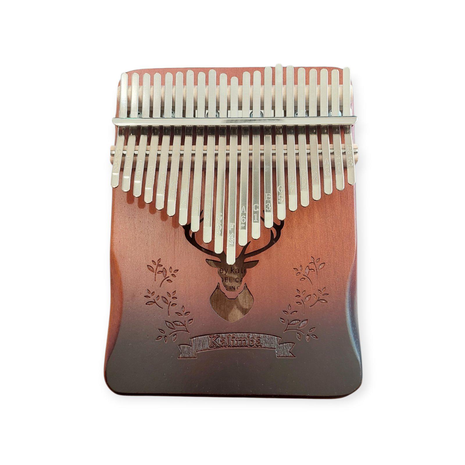 Калимба с резонатором на 21 язычке с узором Благородный Олень Темно- Коричневый (K-21-24TK)
