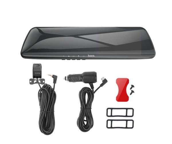 Відеореєстратор-дзеркало автомобільний Hoco DV4 з камерою заднього виду Black - фото 6