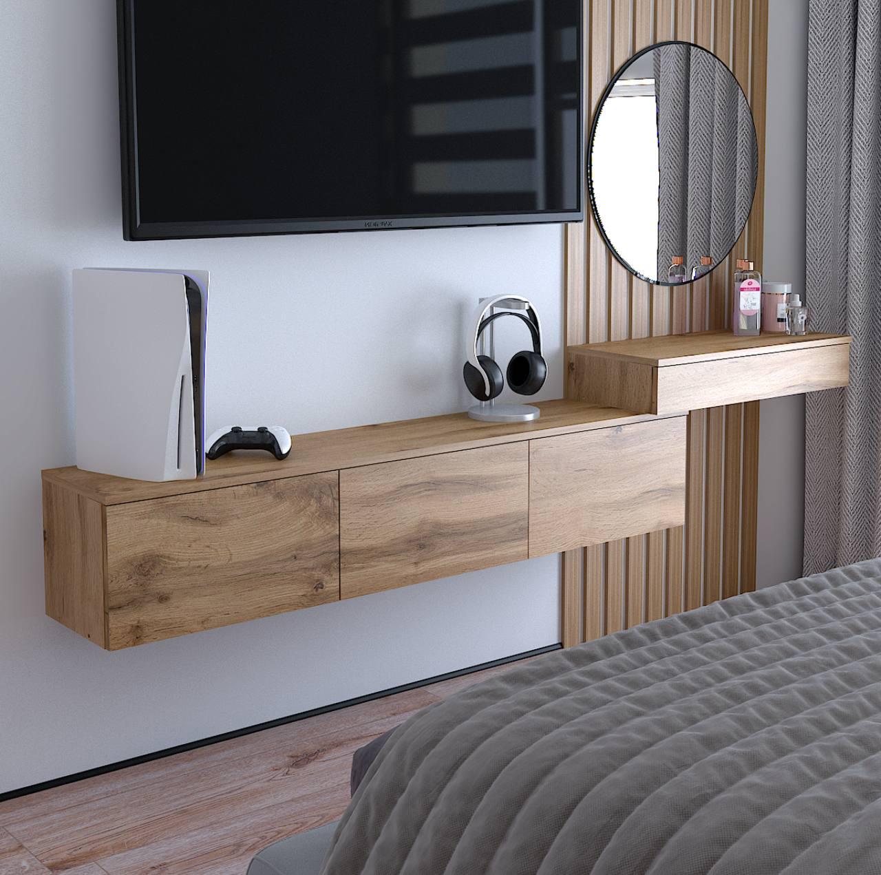 Стіл туалетний підвісний Стелла 2 1004х310х130 мм Дуб аппалачі - фото 3 Стіл туалетний підвісний Стелла 2 1004х310х130 мм Дуб аппалачі - фото 3