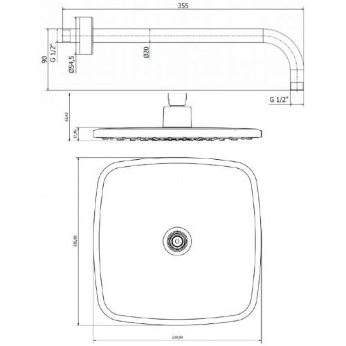 Верхній душ GENEBRE Tau 35 oval R6311208+B6511318 - фото 2