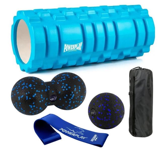 Набор для массажа PowerPlay PP-4096 ролик 33x14 см/2 мяча/резинка 7,5 кг Blue (PP_4096_Blue)