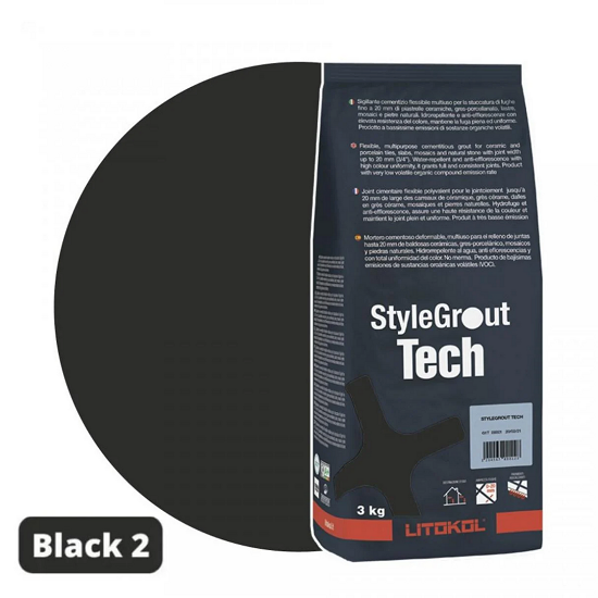 Затирка для плитки цементная Litokol StyleGrout Tech 0-20 3 кг Black 2 (SGTCHBLK20063)