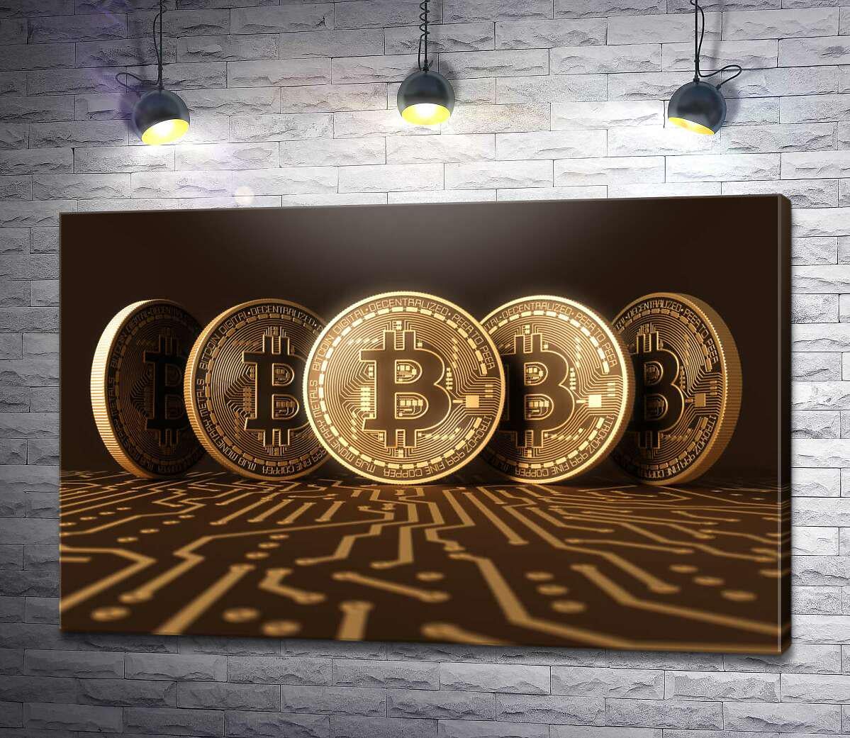 Картина ArtPoster Биткоин на цифровом подиуме 50x32 см Модуль №1 (003802)