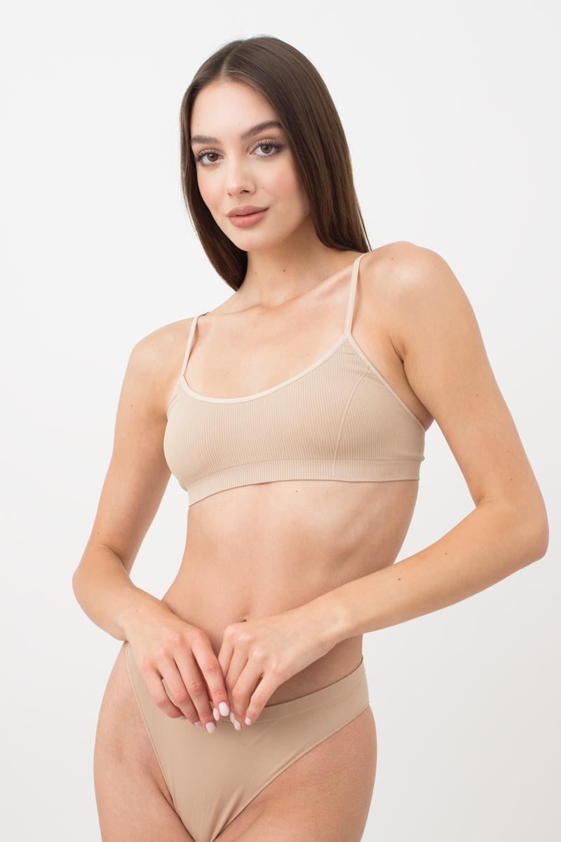Топ бесшовный в рубчик Giulia CAMI TOP RIB на тонких бретелях L/XL Beige (4823116912021)