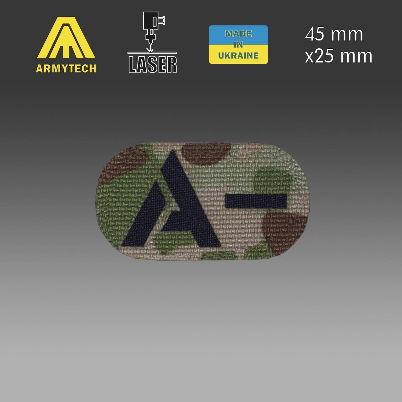 Шеврон на липучці Laser Cut ARMYTECH Група крові міні A(II) Rh- 45х25 мм Мультикам/Чорний (1113) - фото 2