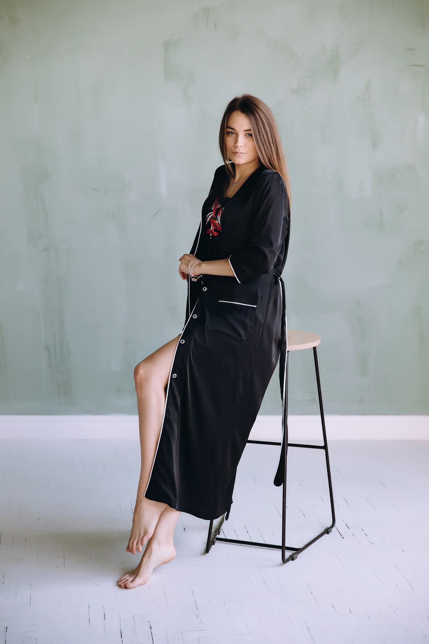 Халат жіночий Modena MOD X135 S Чорний (13375613) - фото 3 Халат жіночий Modena MOD X135 S Чорний (13375613) - фото 3