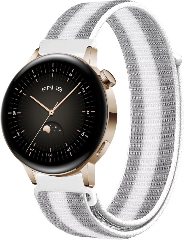 Ремешок нейлоновый Sport Loop для Huawei Watch GT3 42 мм Silver/White (16130-58)