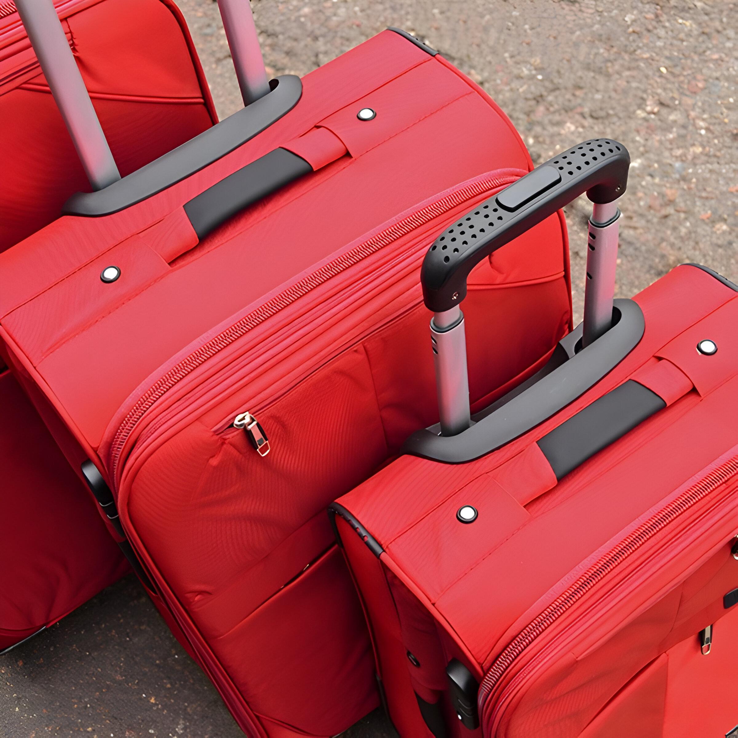 Набір валіз тканинних 3в1 з кодовим замком та телескопічною ручкою Червоний (24-292) - фото 4 Набір валіз тканинних 3в1 з кодовим замком та телескопічною ручкою Червоний (24-292) - фото 4