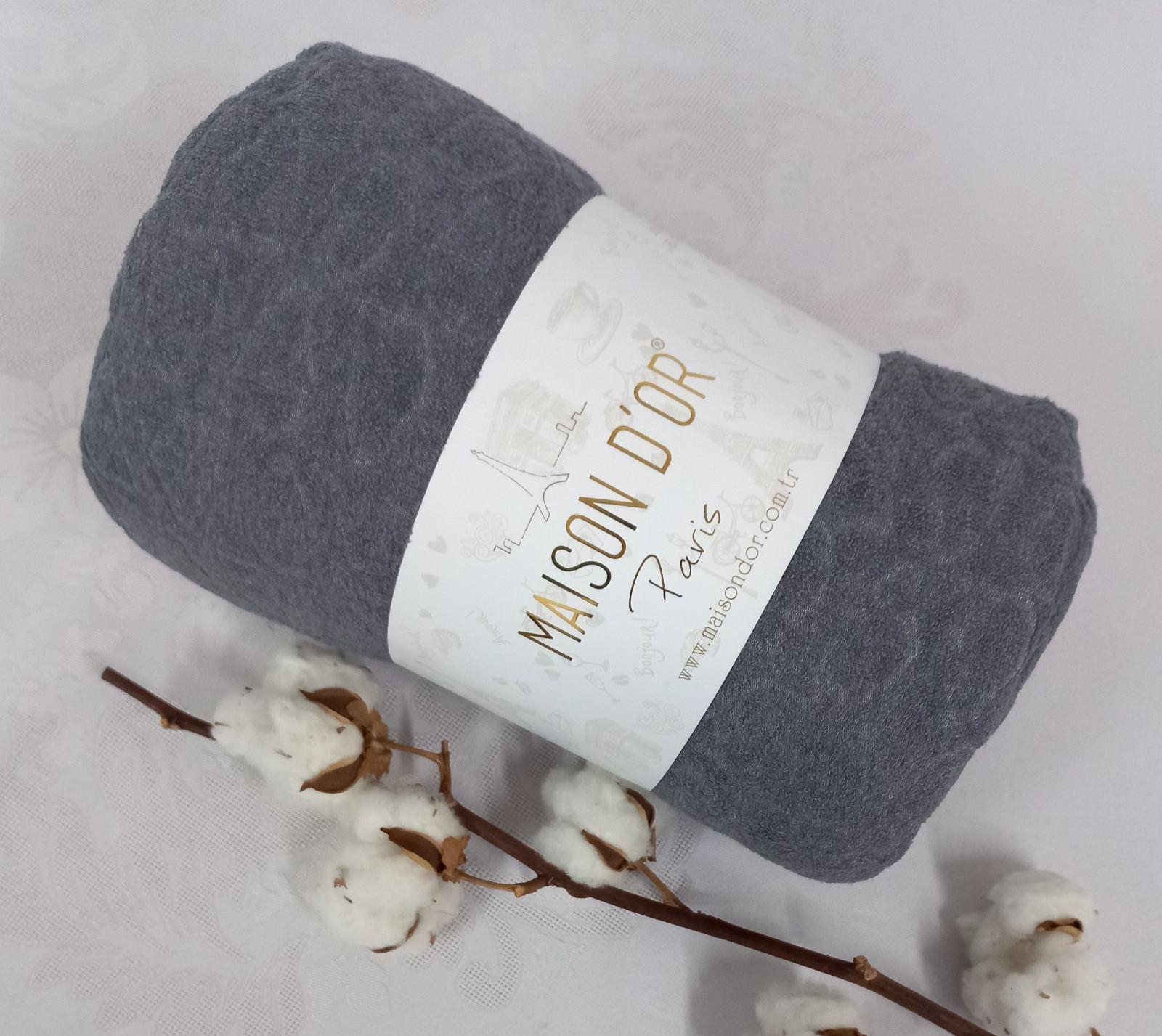 Простынь на резинке Maison D’or 180x200 махра Jacquard с наволочками Antrahcite (CN12948)