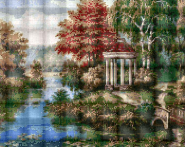 Алмазная мозаика на подрамнике Идейка Беседка у реки 40x50 см (AMO7339)