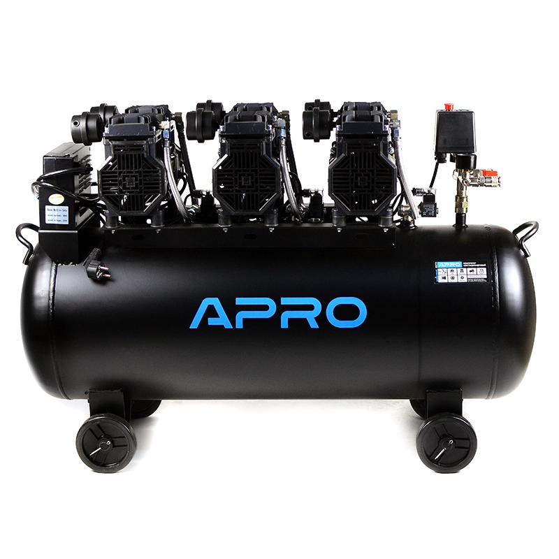 Компресор шестициліндровий безмасляний Apro OFE-100 8Бар 3х1,5кВт 712л/хв 100л 2 крана (850174)
